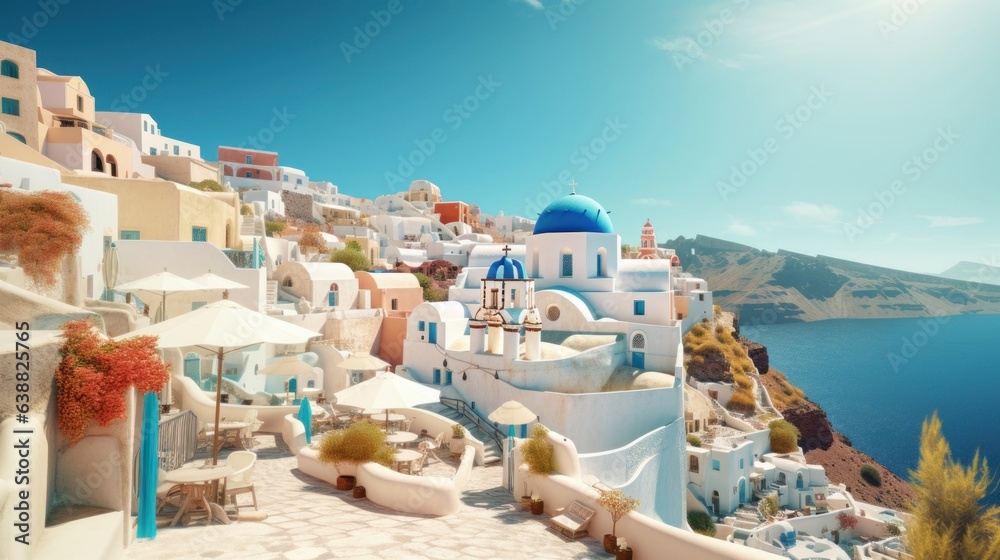 Obraz premium Panoramic view of Oia village on Santorini island, Greece
