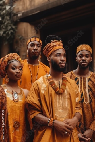 cropped shot of a group of people in traditional african clothes