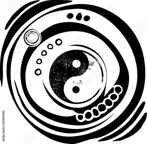 Yin Yang Vektor Symbol im abstrakten Kreis - Stetiger Wandel, Veränderung