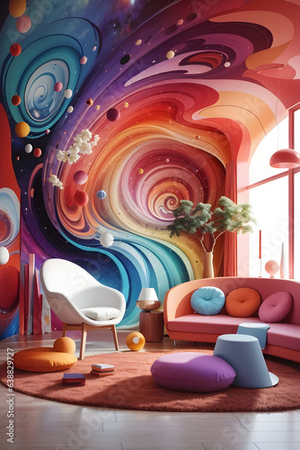 beautiful space area, harmonic colours, 