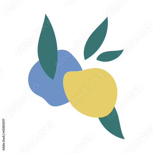 Abstract shapes fruit inspiration. Hand drawn organic shapes. Vector illustration, flat design