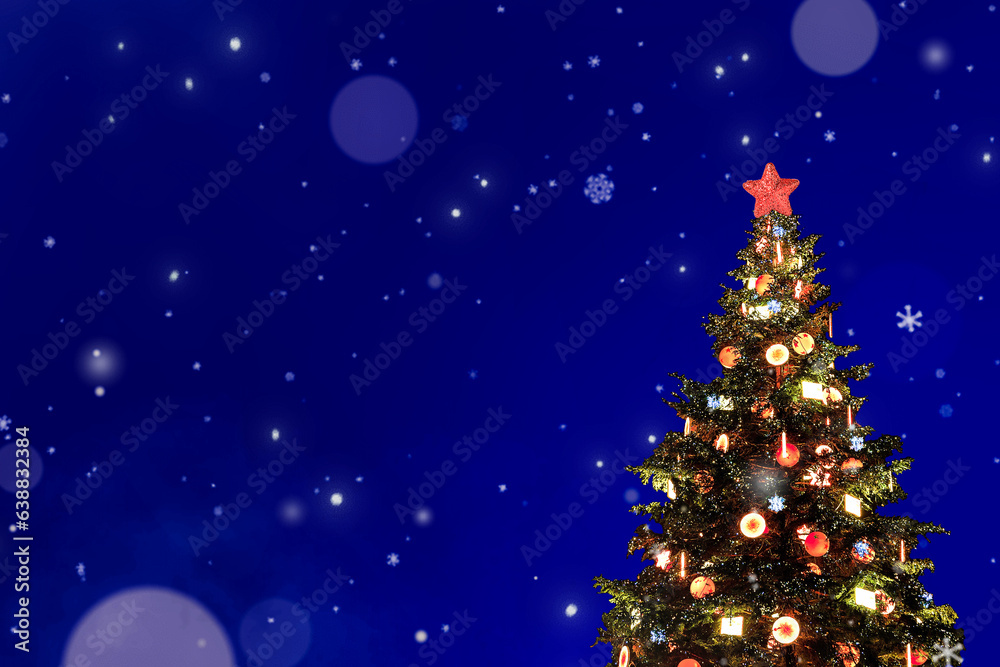 クリスマスツリー|ダークブルー背景 クリスマスツリー|ダークブルー背景