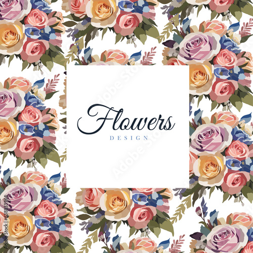 Pattern with watercolor colored roses