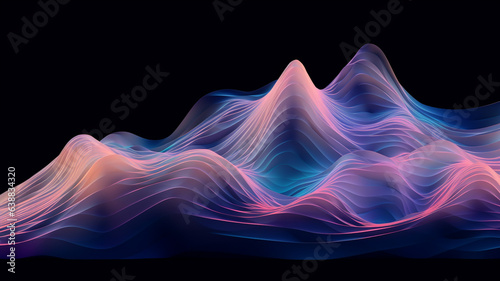 Abstract glass energy waves, Data network visualization, Cyber technology landscape | Generative AI