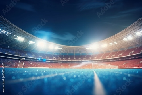 Defocused stadium grass background. Generate Ai photo