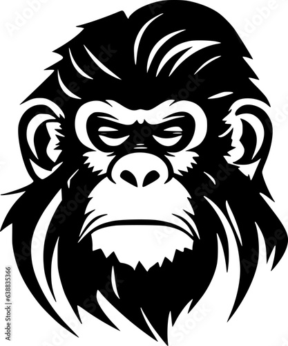 Monkey | Black and White Vector illustration