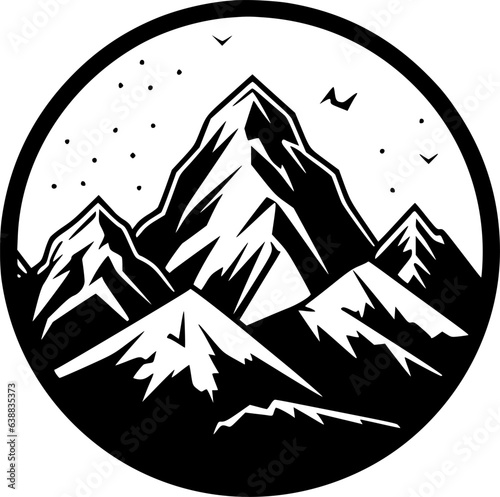 Mountain - Black and White Isolated Icon - Vector illustration