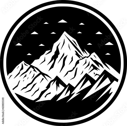 Mountain - Black and White Isolated Icon - Vector illustration