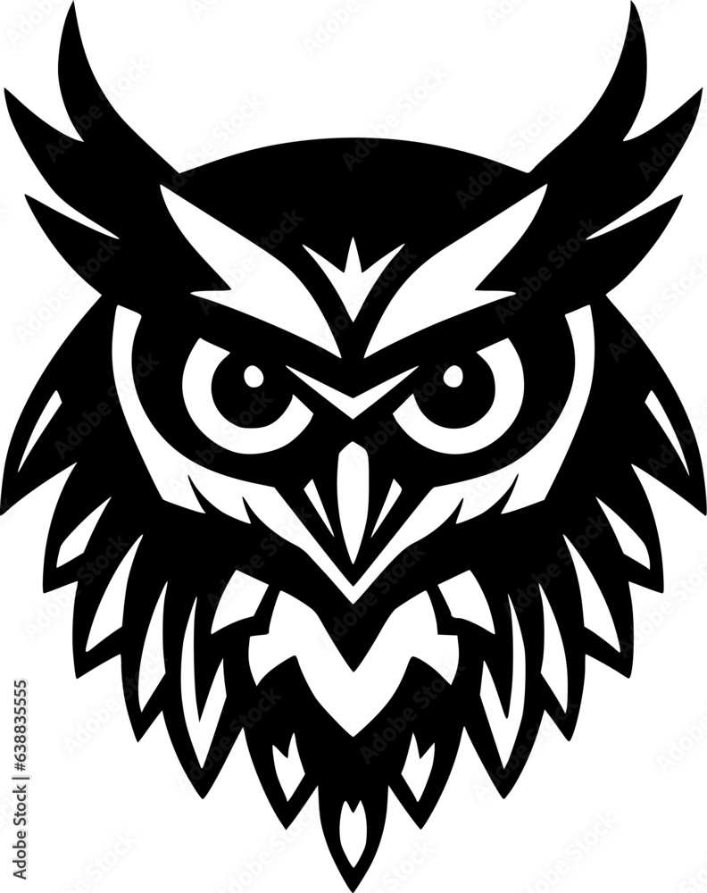 Owl | Black and White Vector illustration