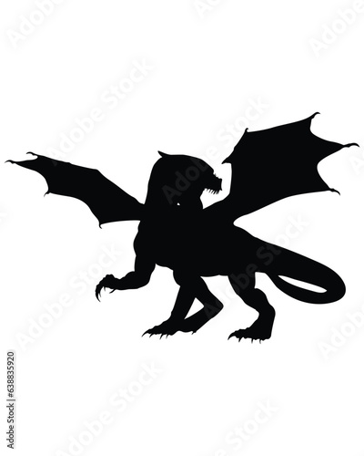 Dragon flying silhouette vector illustration