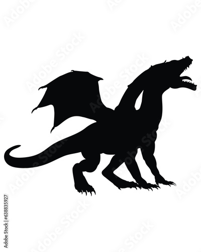 Dragon flying silhouette vector illustration