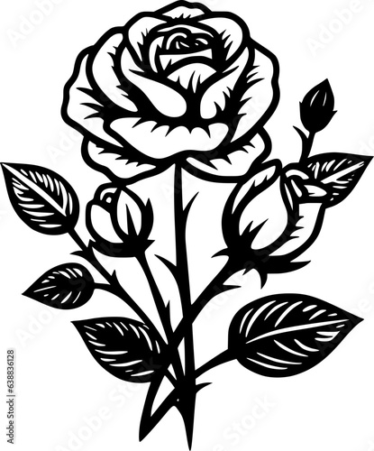 Roses | Black and White Vector illustration