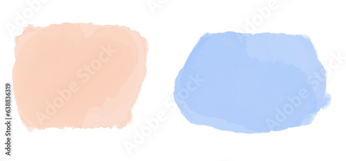 Blue and beige color vector hand drawn watercolor liquid stain. Abstract aqua smudges scribble drop element for design, illustration, wallpaper, card. Vector watercolour texture in pastel colors.