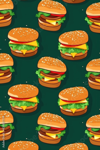 Burgers on a colorful red background