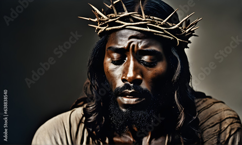 Representation of Jesus Christ in his black skin with his crown of thorns © franck