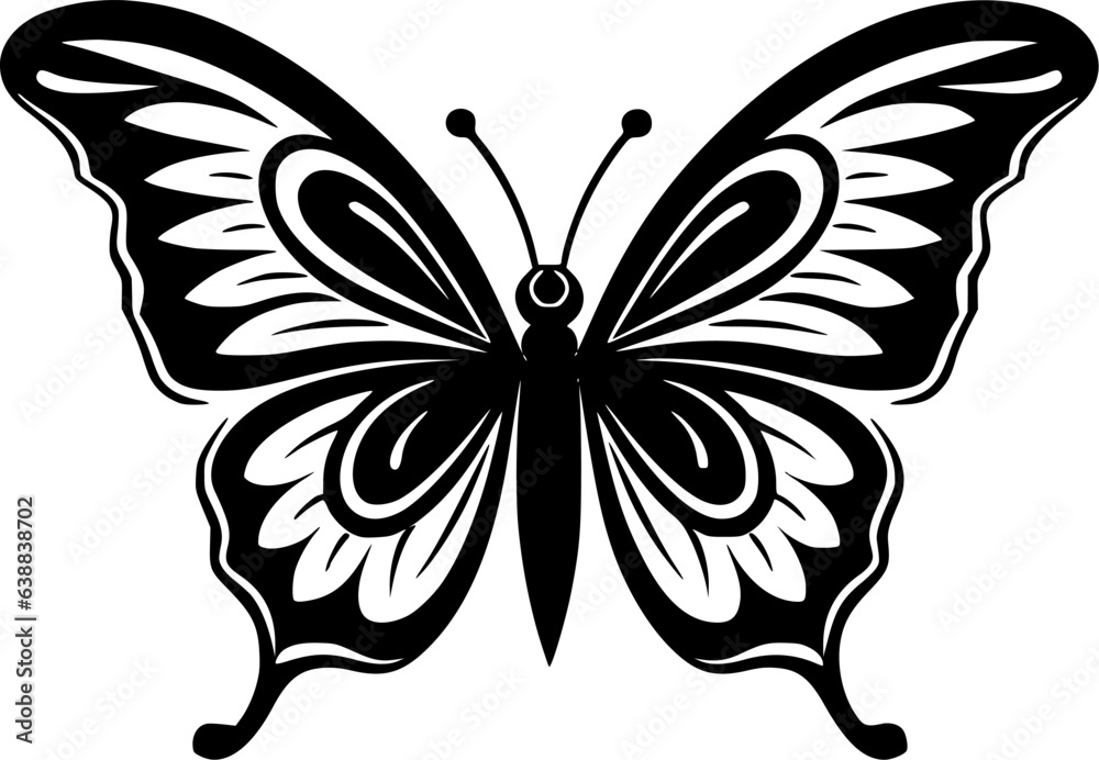 Butterfly - Black and White Isolated Icon - Vector illustration Butterfly - Black and White Isolated Icon - Vector illustration