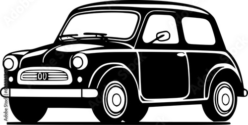 Car - Black and White Isolated Icon - Vector illustration