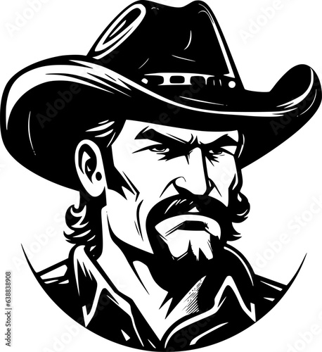 Cowboy | Black and White Vector illustration