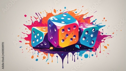  colorful dice illustration of an background photo