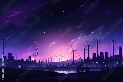 night city skyline night city landscape city at night generative AI