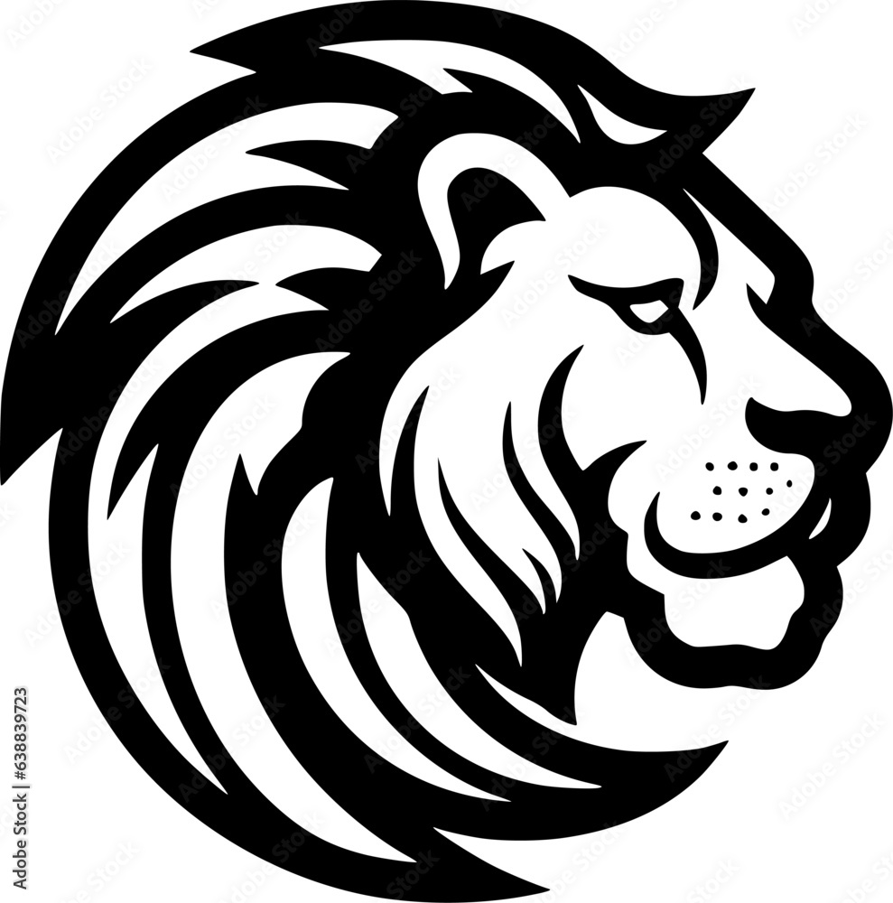Fototapeta premium Lion - Black and White Isolated Icon - Vector illustration