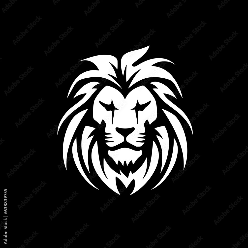 Fototapeta premium Lion - Black and White Isolated Icon - Vector illustration