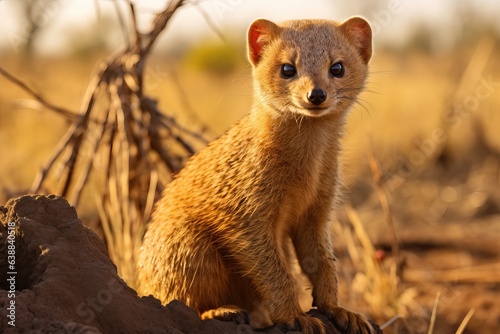 Fluffy Mongoose Sitting in Natural Surroundings