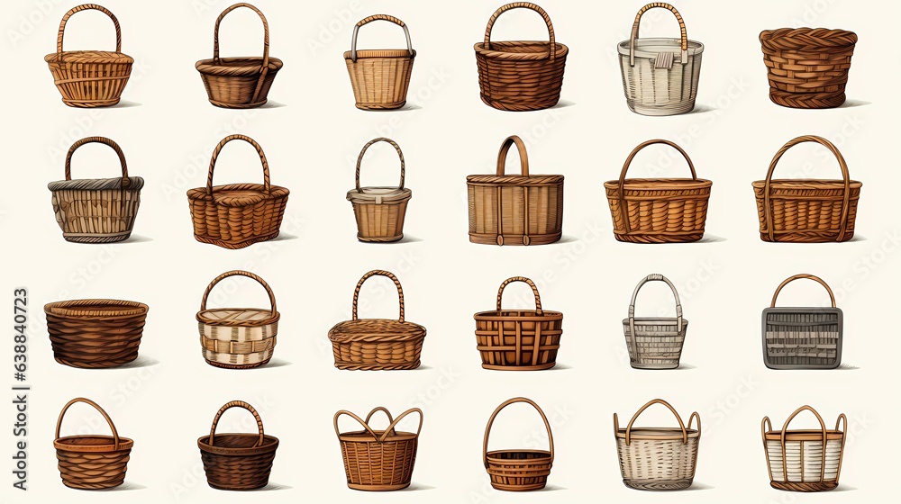 Wicker baskets, grocery wood Picnic baskets for lunch or dinner.Character Design Concept Art Book Illustration Video Game Digital Painting. CG Artwork Background. Generative AI.
Wicker baskets, grocery wood Picnic baskets for lunch or dinner.Character Design Concept Art Book Illustration Video Game Digital Painting. CG Artwork Background. Generative AI.