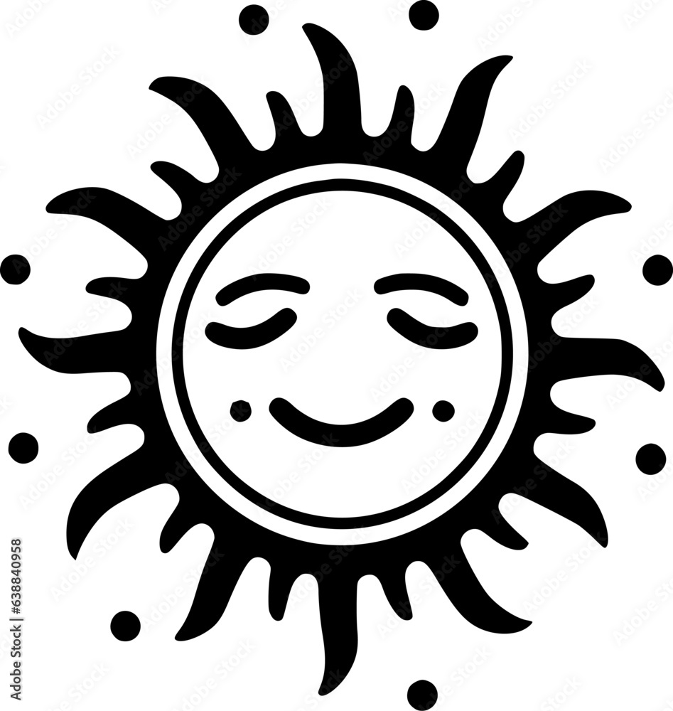 Sun - Black and White Isolated Icon - Vector illustration Sun - Black and White Isolated Icon - Vector illustration