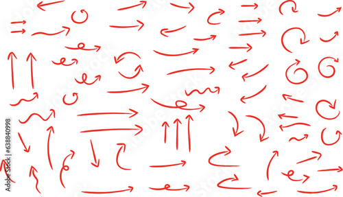 black hand drawn arrow set.Collection of hand drawn isolated arrows.doodle arrows.red vector arrows.