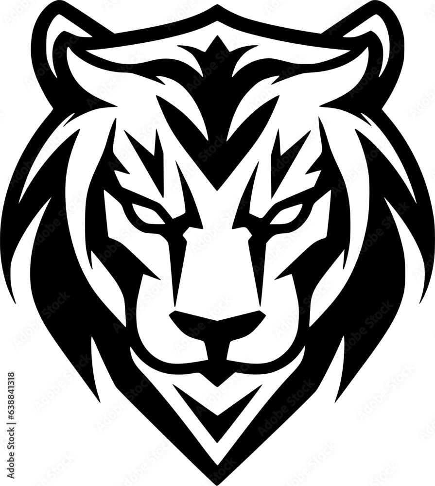 Fototapeta premium Tiger - Black and White Isolated Icon - Vector illustration