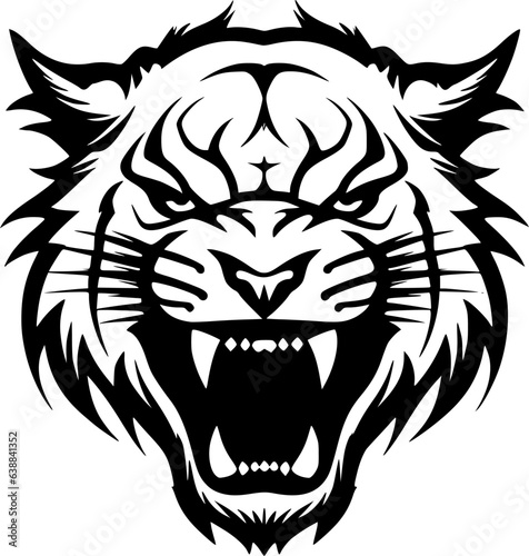 Tiger - Black and White Isolated Icon - Vector illustration
