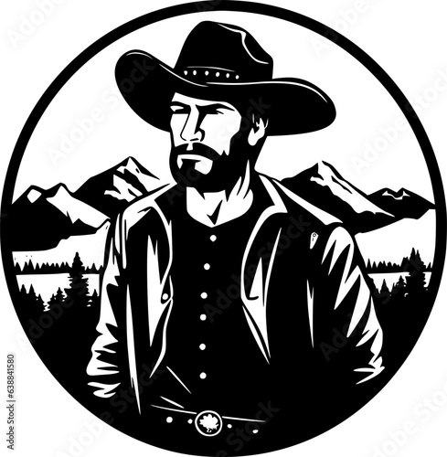 Western - Black and White Isolated Icon - Vector illustration