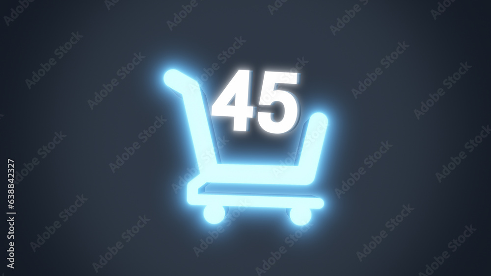 animation the rise of Items in the shopping cart. Happy shopping on blue background animation the rise of Items in the shopping cart. Happy shopping on blue background