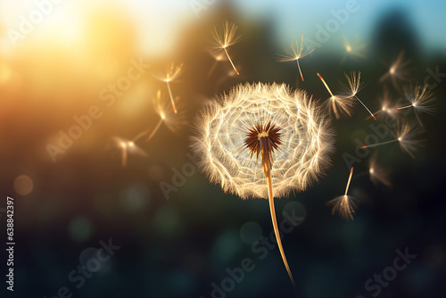 A dandelion whose seeds fall