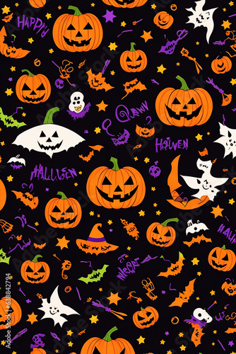 Super vibrant halloween patterns and designs, halloween seamless background, halloween seamless pattern © theTEye