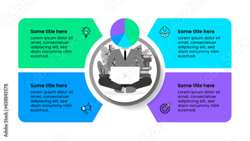 Infographic template. Graphic pie instead of human head with 4 steps