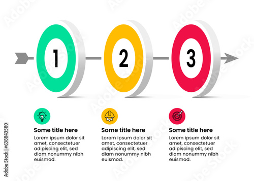 Infographic template. 3 dartboard with numbers and space for text