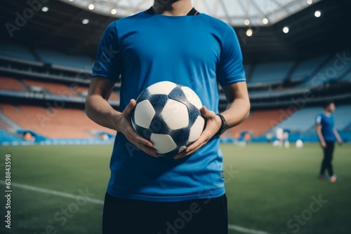 Soccer player with ball. Generate Ai