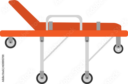 Vector illustration of hospital bed with wheels isolated on white background