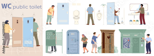 Public Toilet Flat Composition