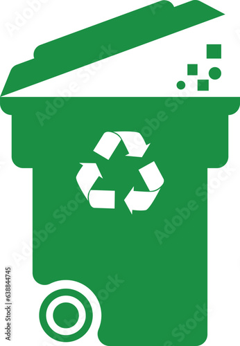 recycling symbol in a trash can