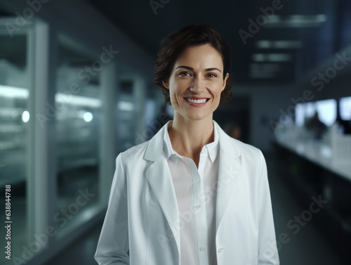 Smiling Female Scientist and Doctor in Scientific Laboratory Business Portrait
