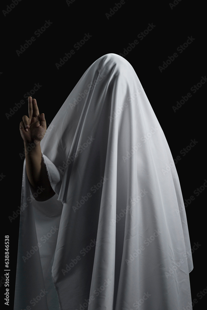 Scary cloth ghost photos, theme of darkness and death