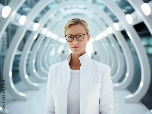 Middle-Aged Female Scientist, Professor, and Doctor in Scientific Laboratory Business Portrait