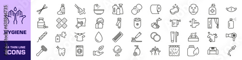 Hygiene icon set. Linear style.