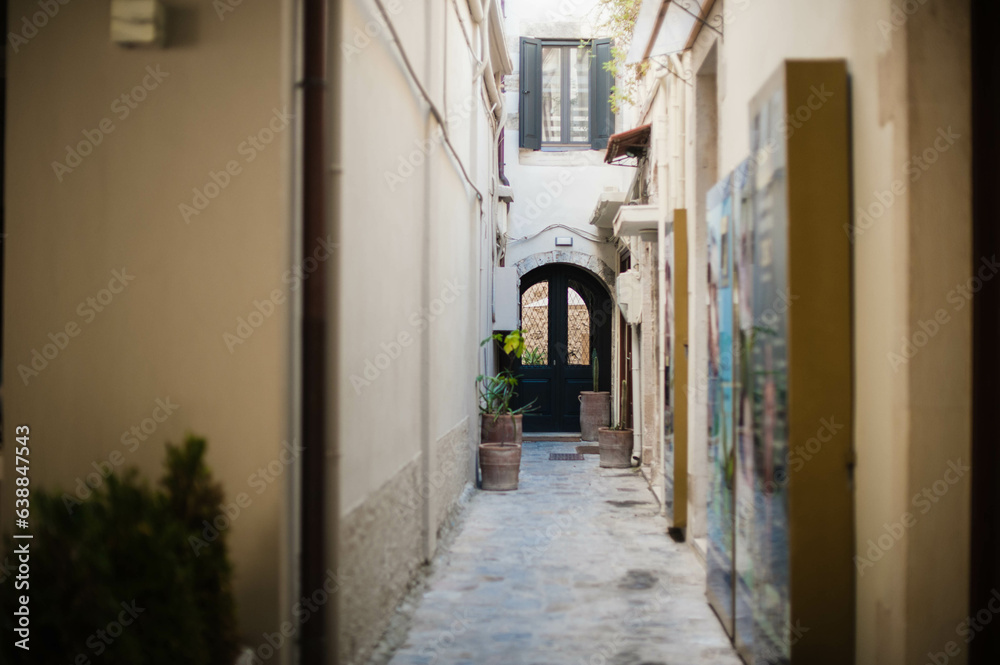 Narrow street in the old town of Crete