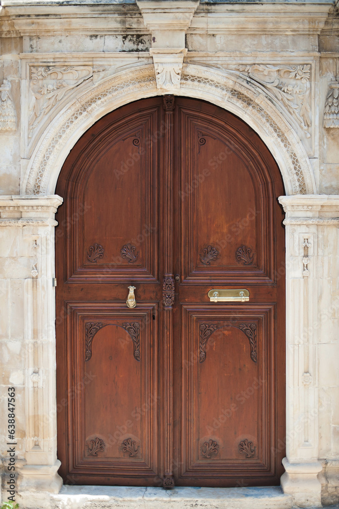 wooden door in the antic style