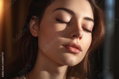 cropped shot of a beautiful young woman with her eyes closed © Natalia