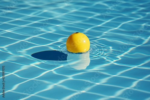 vacation pool resort sunlight rescue yellow float water circle ring. Generative AI. © VICHIZH